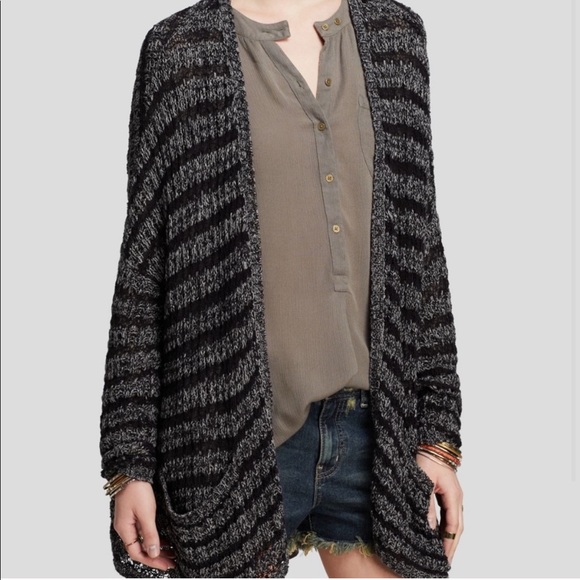 Free People // Last Night Striped Open Knit Cardi
